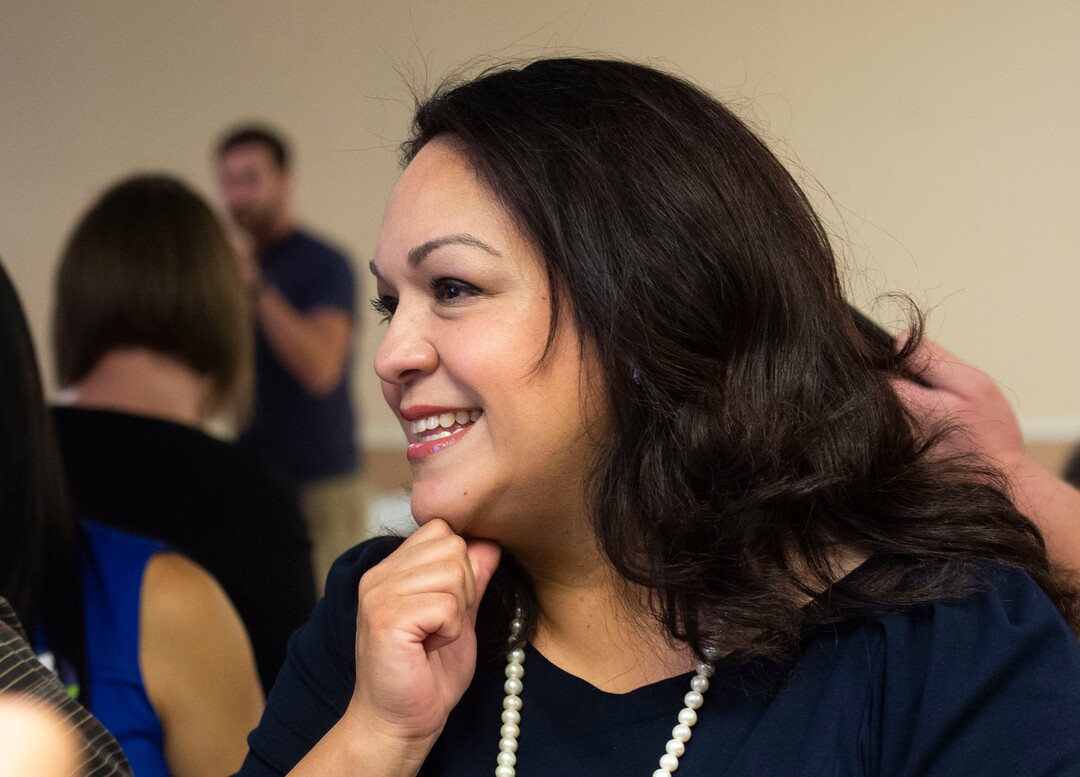 (Rick Egan  |  The Salt Lake Tribune)     Luz Escamilla watches the early numbers come in at her campaign watch party at the Utah State Fairgrounds, Tuesday, Aug. 13, 2019.