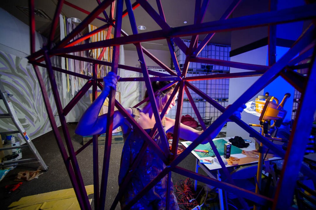 (Trent Nelson | The Salt Lake Tribune)  Birdie Hess working at dreamscapes in Salt Lake City on Tuesday March 12, 2019. Dreamscapes is a project of the Utah Arts Alliance. It runs for one month from March 15 through April 15.