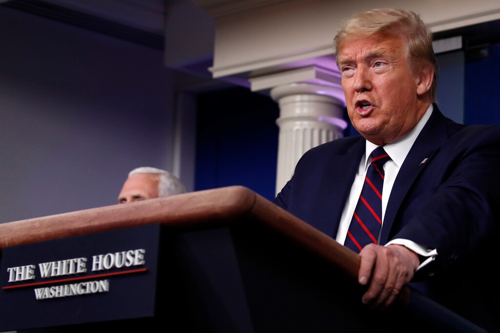 (Alex Brandon | AP)  President Donald Trump speaks about the coronavirus in the James Brady Press Briefing Room, Friday, March 27, 2020, in Washington.