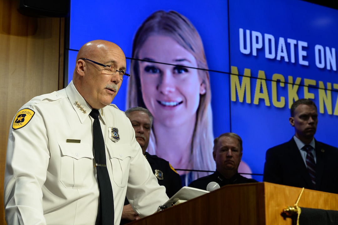 (Francisco Kjolseth  |  The Salt Lake Tribune)  Salt Lake City Police Chief Mike Brown confirms that one person has been arrested and charged with aggravated murder after confirming that MacKenzie Lueck is dead during a media briefing on June 28, 2019.