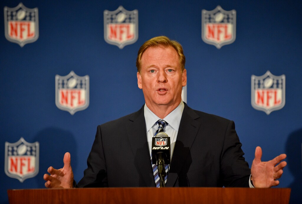 NFL Commissioner Roger Goodell speaks to the media at the NFL meetings, Wednesday, Oct. 19, 2016, in Houston. (AP Photo/Eric Christian Smith)