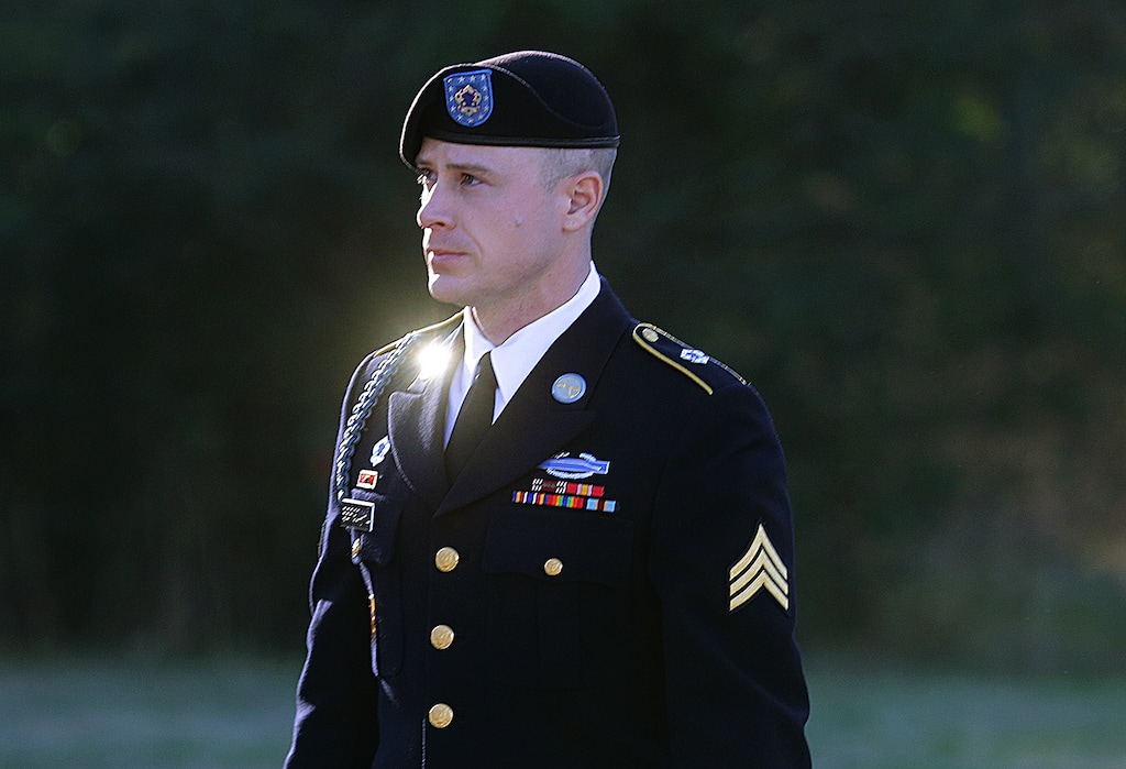 FILE - In this Tuesday, Jan. 12, 2016 file photo, Army Sgt. Bowe Bergdahl arrives for a pretrial hearing at Fort Bragg, N.C. Attorneys for Bergdahl said Saturday, March 5, 2016, they may seek a deposition from presidential contender Donald Trump or call him as a witness at a legal proceeding, saying they fear his comments could affect their client's right to a fair trial. (AP Photo/Ted Richardson, File)