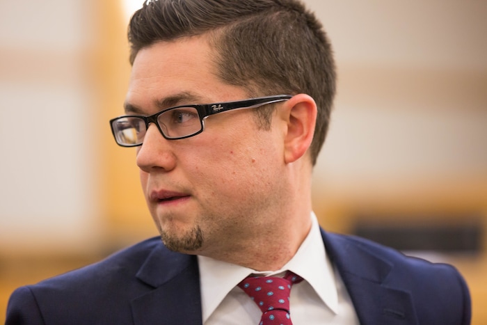 Tim Carpenter  |  Pool Photo

Cache County Prosecutor Spencer Walsh stands in the 1st District Court on Thursday Ñ the second day of former Utah State University linebacker Torrey Green's three-day preliminary hearing. Green is charged with six counts of rape, one count of aggravated kidnapping, three counts of forcible sex abuse and two counts of object rape.
