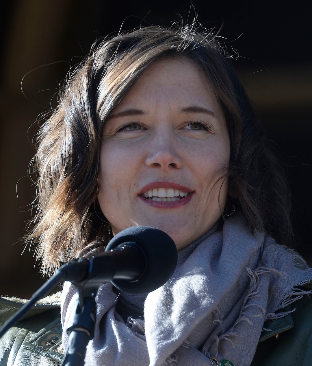 (Al Hartmann  |  The Salt Lake Tribune) 	Re-elected City Council Member Erin Robinson Mendenhall speaks after taking the oath of office in ceremony outside the City-County Building Tuesday Jan. 2.  