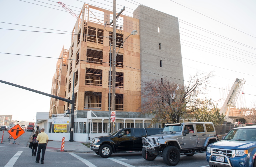 Rick Egan  |  The Salt Lake TribuneThe 616 Lofts housing development under construction at 600 South State in Salt Lake City, Friday, November 11, 2016.