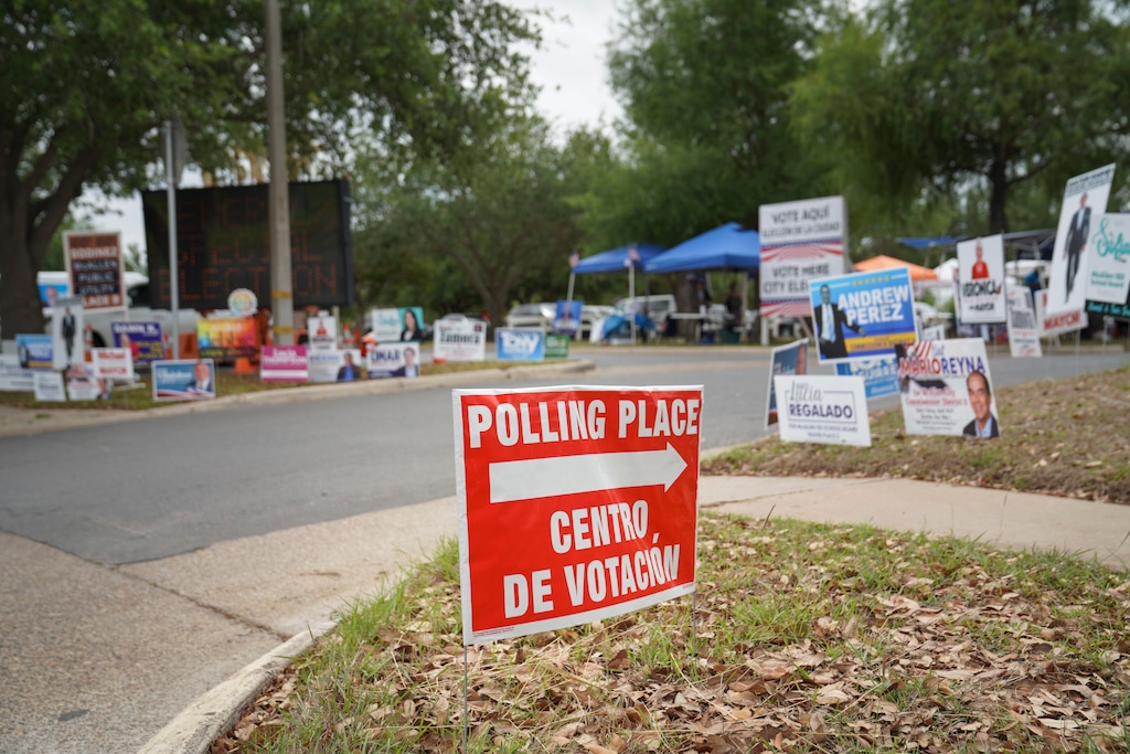 (Veronica G. Cardenas | The New York Times)

A polling station in McAllen, Texas, April 19, 2021.