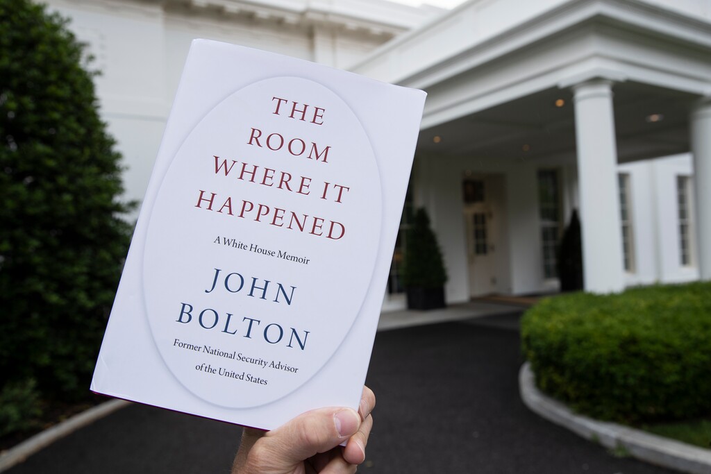 A copy of "The Room Where It Happened," by former national security adviser John Bolton, is photographed at the White House, Thursday, June 18, 2020, in Washington. (AP Photo/Alex Brandon)