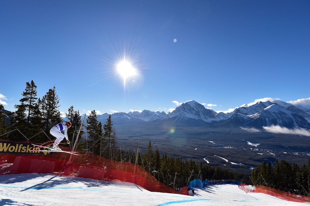 (Frank Gunn | The Canadian Press | The Associated Press) Christof Innerhofer of Italy skis down the course during the men's World Cup downhill ski race in Lake Louise, Alberta, Saturday, Nov. 24, 2018.
