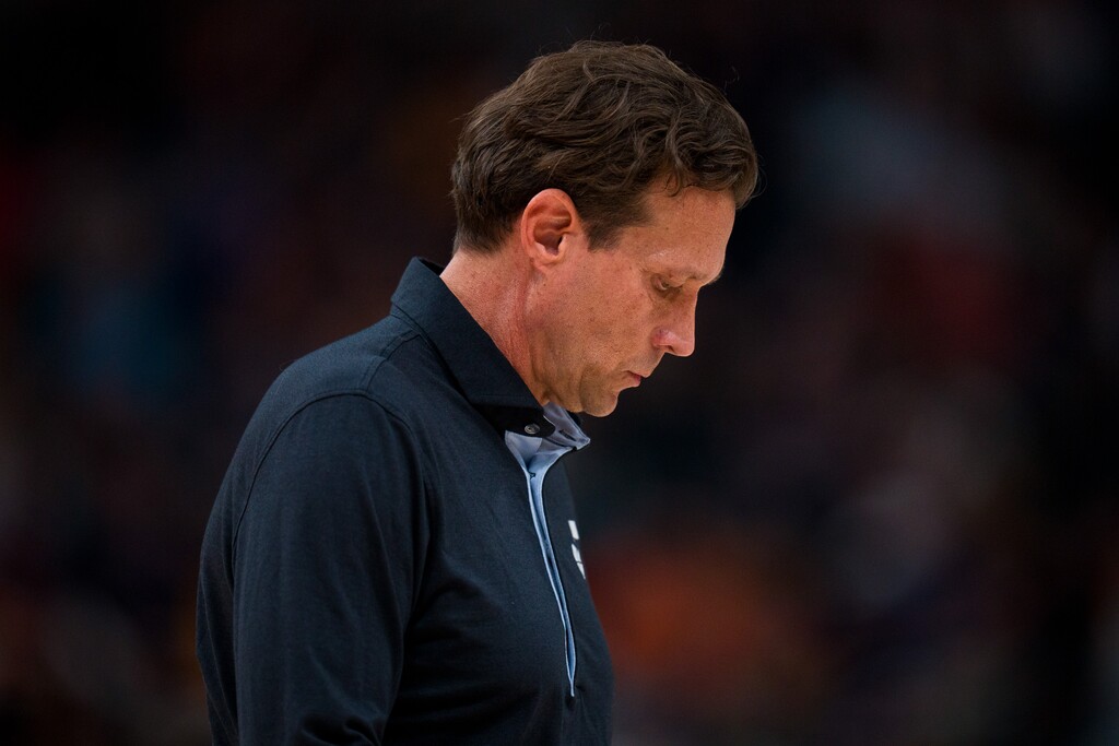 (Trent Nelson  |  The Salt Lake Tribune) Quin Snyder as the Utah Jazz host the Oklahoma City Thunder, NBA basketball in Salt Lake City on Wednesday, Oct. 20, 2021.