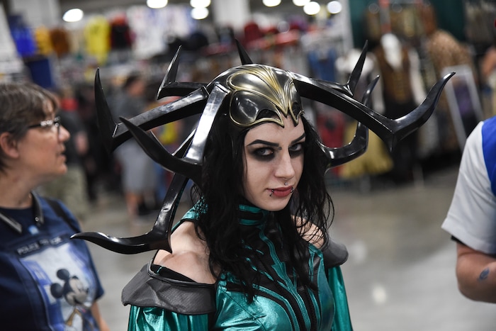 (Francisco Kjolseth  |  The Salt Lake Tribune)  Billie Glorfield as Hela from Thor attends the start of FanX Salt Lake Comic Convention at the Salt Palace in Salt Lake City Thursday, Sept. 6, 2018, during the three-day pop culture convention.