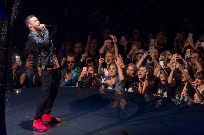 (Rick Egan  |  The Salt Lake Tribune)   Justin Timberlake performs at Vivint Smarthome Arena in Salt Lake City, Thursday, April 12, 2018.