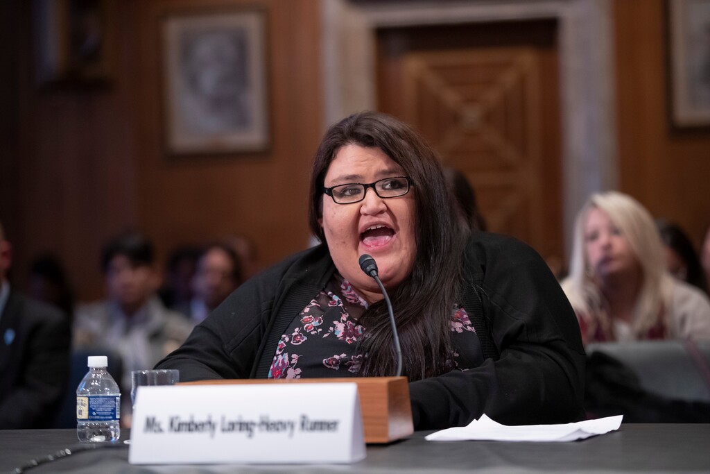 (J. Scott Applewhite | AP Photo) Kimberly Loring, whose sister, Ashley Loring HeavyRunner, a 20-year-old college student, disappeared from the Blackfeet Reservation in Montana in the summer of 2017, testifies as the Senate Committee on Indian Affairs holds a hearing to examine concerns about investigations into the deaths and disappearance of Native American women, on Capitol Hill in Washington, Wednesday, Dec. 12, 2018.
