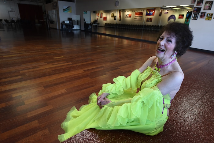 (Francisco Kjolseth | The Salt Lake Tribune) Jean Woodruff, a 92-year-old who loves ballroom dancing recounts a funny moment during a recent dance as she takes a brief break from dancing. Jean danced for years with her husband, and the couple taught lessons in a dance studio in their Holladay home. She stopped dancing after he had a stroke, and then died. Several years ago, she started dancing again, and now competes regularly.