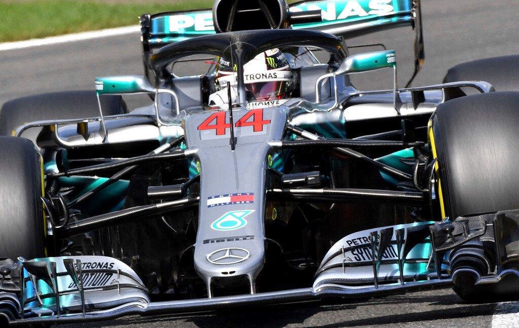 Mercedes driver Lewis Hamilton of Britain steers his car during a qualifying session ahead of the Belgian Formula One Grand Prix in Spa-Francorchamps, Belgium, Saturday, Aug. 25, 2018. The Belgian Formula One Grand Prix will take place on Sunday, Aug. 26, 2018. (AP Photo/Geert Vanden Wijngaert)