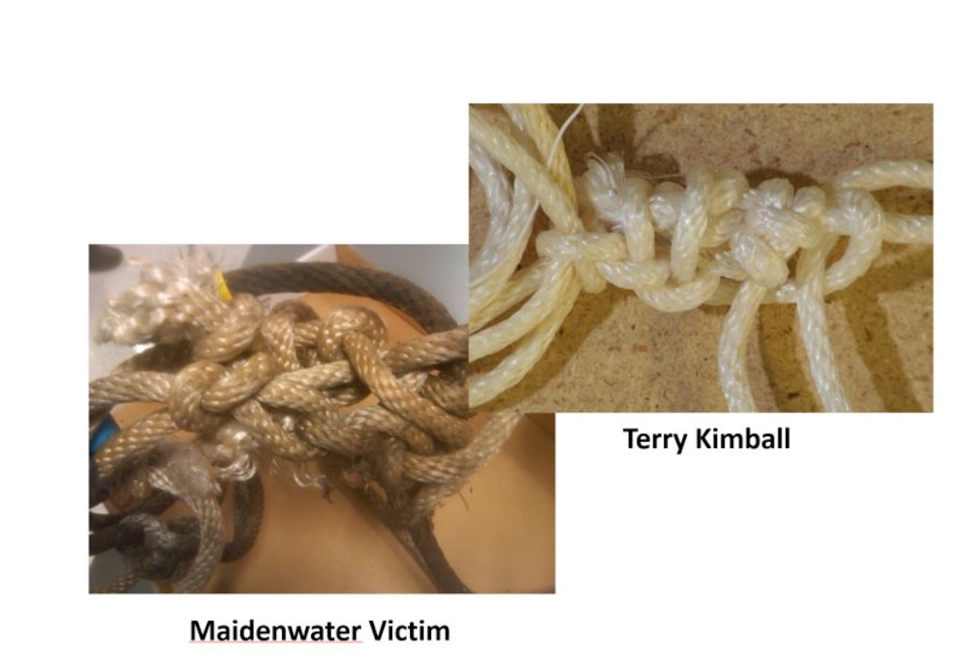 (Photo courtesy of the Utah Department of Public Safety) These are picture comparisons of the ropes tied around a woman's body that was found in Utah in 1998 and Terry Kimball, a victim of convicted serial killer Scott Kimball.