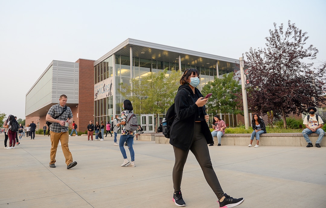 (Chris Samuels | The Salt Lake Tribune) Students begin the first day of school at Granger High School in West Valley City, Monday, Aug. 16, 2021.