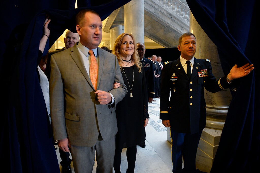 (Scott Sommerdorf   |  Tribune file photo) Utah Auditor John Dougall (left) and his wife Sandy, as seen in the Capitol rotunda, Wednesday, January 4, 2017.  Dougall issued an audit Wednesday saying Park City School District had awarded an inappropriate contract to a general contracting firm that later violated state law while acting on the district’s behalf.