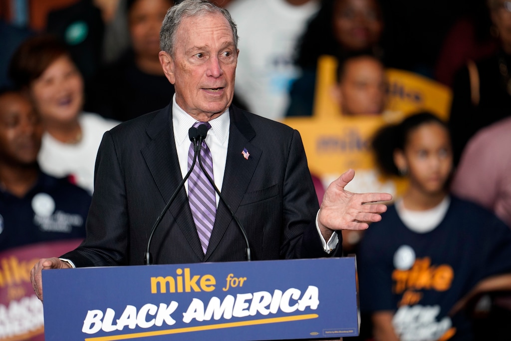 (David J. Phillip | AP file photo) Democratic presidential candidate and former New York City Mayor Michael Bloomberg speaks during his campaign launch of "Mike for Black America," at the Buffalo Soldiers National Museum, Thursday, Feb. 13, 2020, in Houston.