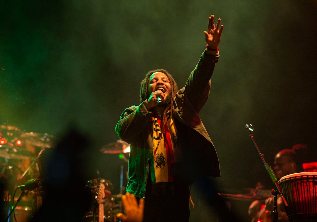 (Rick Egan  |  The Salt Lake Tribune)   Stephen Marley performs at the Reggae Rise Up music Festival, at the Rivers Edge near Heber City, Sunday, Aug. 25, 2019.