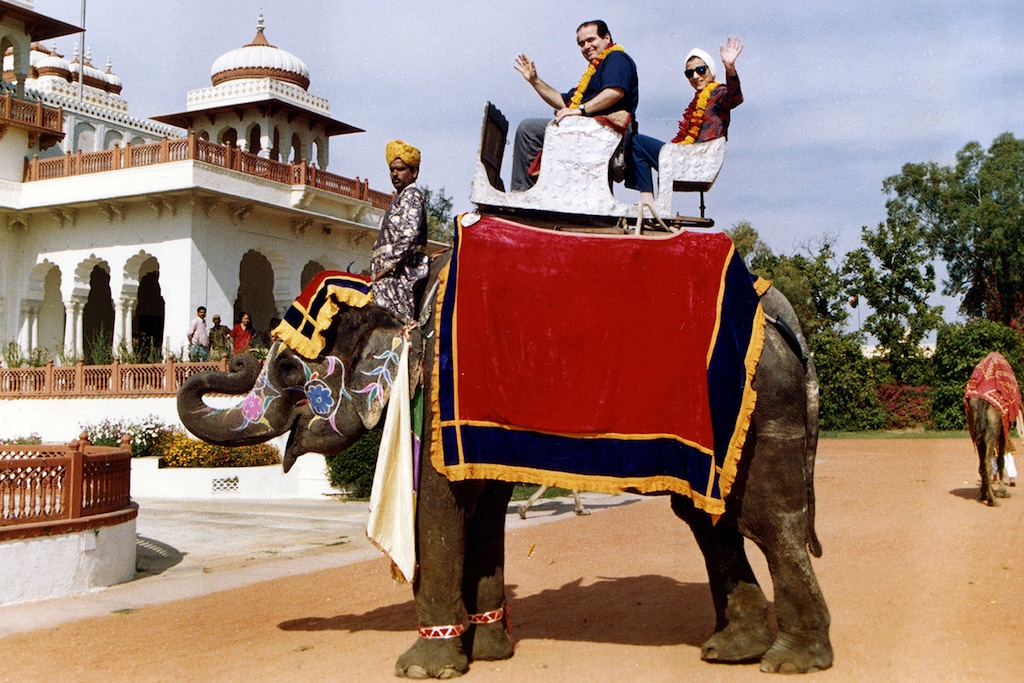 This image provided by the Supreme Court shows Supreme Court Justice Ruth Bader Ginsburg and Supreme Court Justice Antonin Scalia as they ride an elephant in Rajasthan, India, in 1994 . Ruth Bader Ginsburg died at her home in Washington, on Sept. 18, 2020, the Supreme Court announced. (Collection of the Supreme Court of the United States via AP)