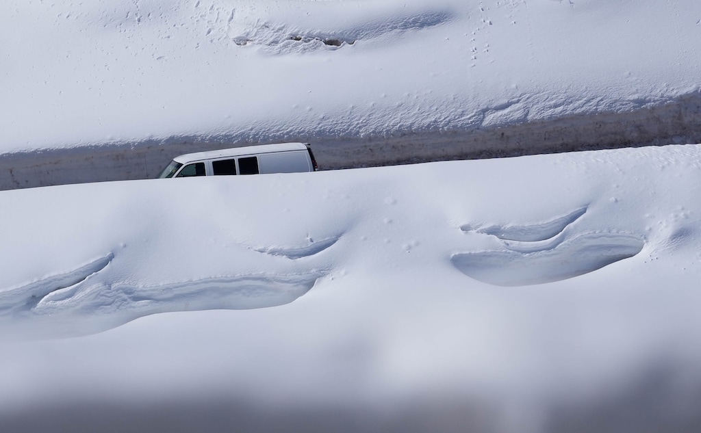 (Francisco Kjolseth | The Salt Lake Tribune) Snowpack is high in the mountains as shown in Park City on Thursday, March 16, 2023. Authorities believe the heavy spring runoff will take place in the coming weeks and could cause floods across Utah.