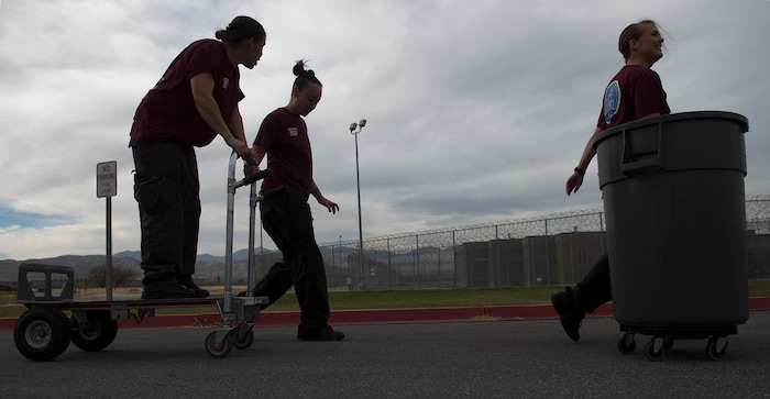(Leah Hogsten  |  The Salt Lake Tribune) l-r  Only the most trusted inmates are selected to work at the cafe. Chonsey Leslie, Shacoy Saunders and Brittney Christensen are three of eight prison inmates who have clean records and no disciplinary actions during their time served inside prison. All of the cafe inmates must have been given a parole date to work there. Every Monday through Friday, a half-dozen or so Level 4 inmates file out of the Olympus Facility at the Utah State Prison to cook, bake and serve the public at the Serving Time Caf. The operation is part of Utah Department of Corrections Industries (UCI) and is aimed at helping inmates return to society.