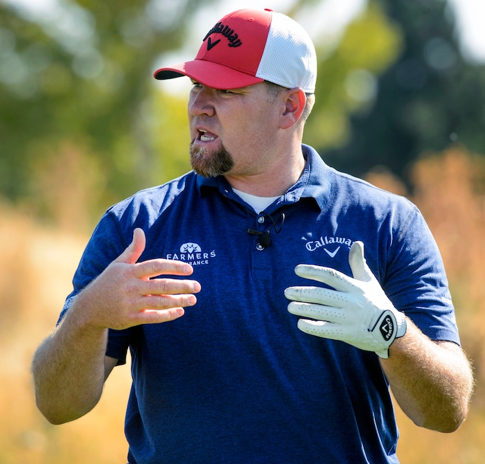 (Steve Griffin | The Salt Lake Tribune) Ryan Reisbeck is the world's No. 1-ranked Long Driver and is preparing for the upcoming World Championship. He was photographed here on the 13th hole were participants could donate money to a charity and have Ryan hit their drives at River Oaks Golf Course in Sandy Thursday August 17, 2017.