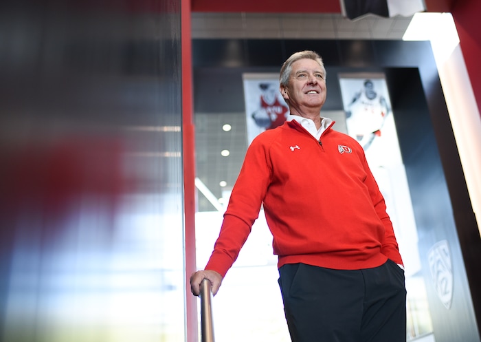 (Francisco Kjolseth  |  The Salt Lake Tribune)  University of Utah athletic director Chris Hill approaches his 30th work anniversary.