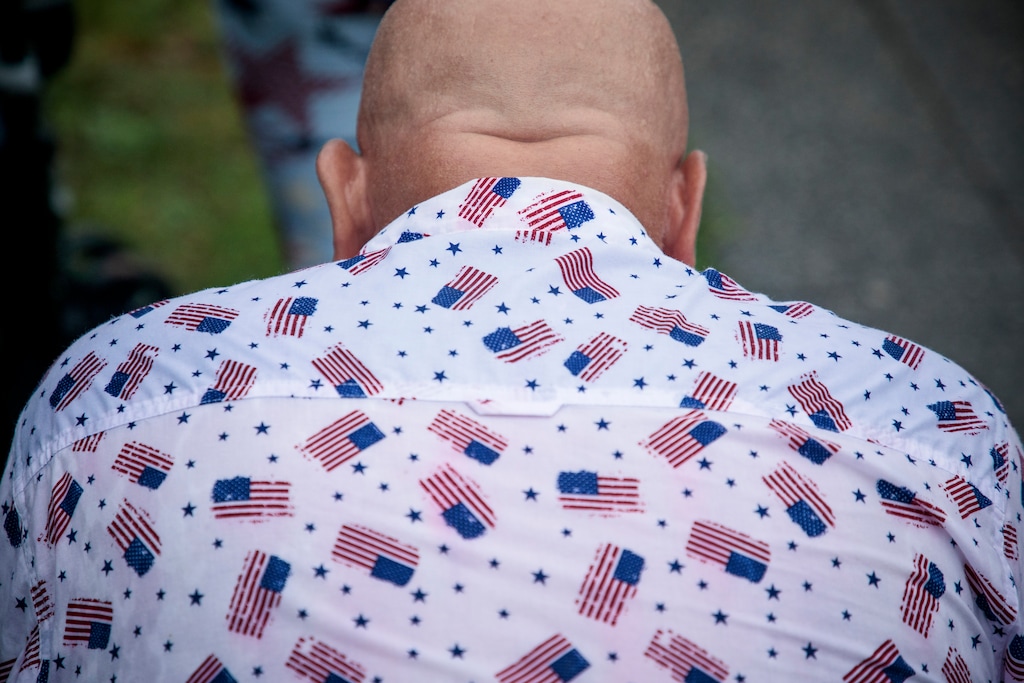 (Damon Winter| The New York Times)

A man in a patriotic shirt during the "Salute to America" event on the Fourth of July on the National Mall in Washington, July 4, 2019.
