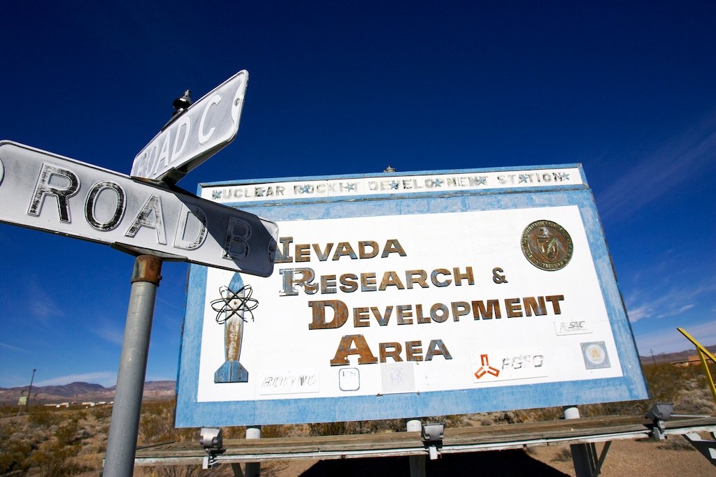 (Jared McMillen | The New York Times) A faded sign marks the Nevada Test Site 65 miles north of Las Vegas on Jan. 3, 2007.