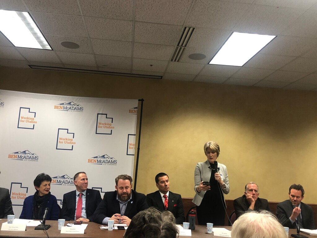(Zoi Walker | The Salt Lake Tribune) Elizabeth Joy, senior medical director at Intermountain Health Care, discusses the many steps all Utahns can take to contribute to better air quality in the Wasatch Front during a town hall meeting at West Valley City Hall, Jan. 23, 2020.