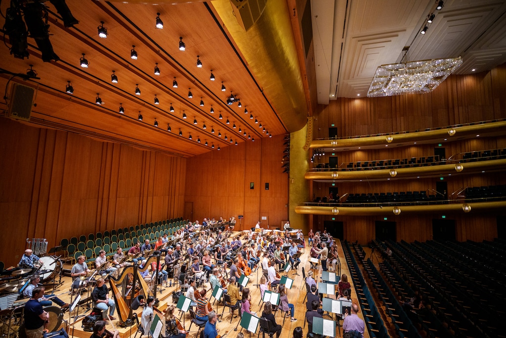(Trent Nelson  |  The Salt Lake Tribune) Thierry Fischer conducts a rehearsal of the Utah Symphony at Abravanel Hall in Salt Lake City on Thursday, May 25, 2023.