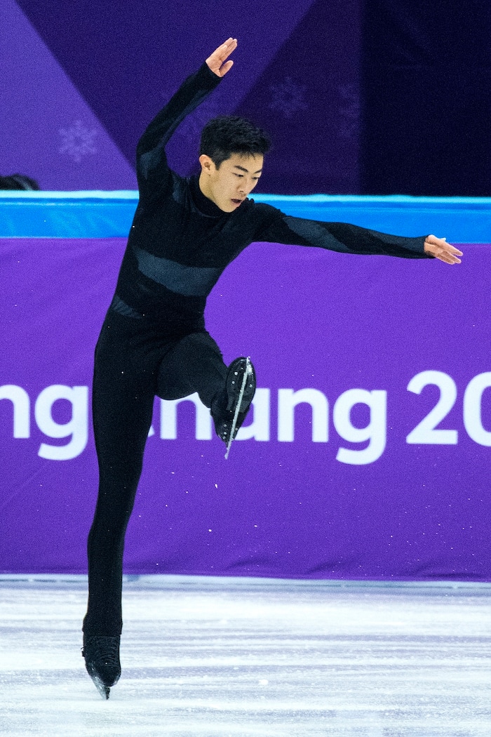 (Chris Detrick  |  The Salt Lake Tribune)  Salt Lake City's Nathan Chen competes in the Men's Single Skating Short Program for the Team Event at the Gangneung Ice Arena Friday, February 9, 2018.  Chen got fourth place with a score of 80.61.