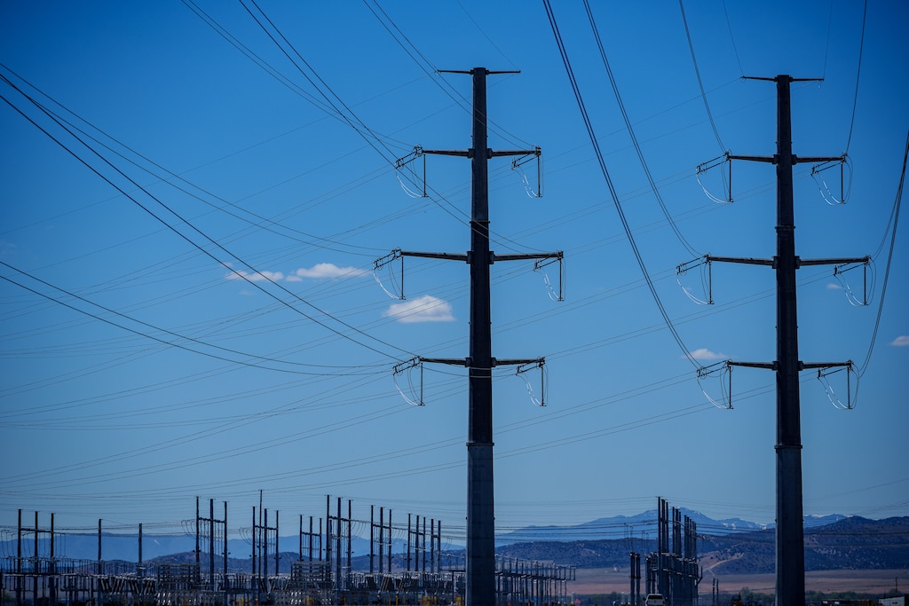 (Trent Nelson | The Salt Lake Tribune) Power lines in Eagle Mountain. As wildfires rage across Utah, Rocky Mountain Power has shut off electricity to thousands of customers in six different counties to reduce the risk of additional wildfires and warned thousands more they could lose power, too.
