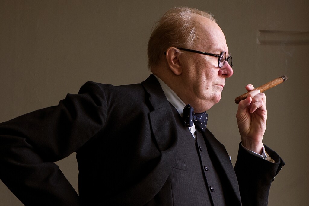 This image released by Focus Features shows Gary Oldman as Winston Churchill in a scene from "Darkest Hour." (Jack English/Focus Features via AP)