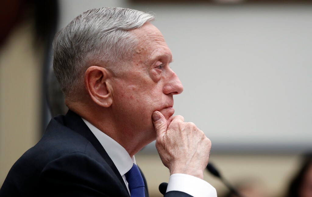 Defense Secretary Jim Mattis listens during a hearing of the House Armed Services Committee on Capitol Hill, Tuesday, Feb. 6, 2018 in Washington. Mattis says the administration's new nuclear strategy pays the right amount of attention to arms control, even as it focuses on strengthening the nuclear force.  (AP Photo/Alex Brandon)