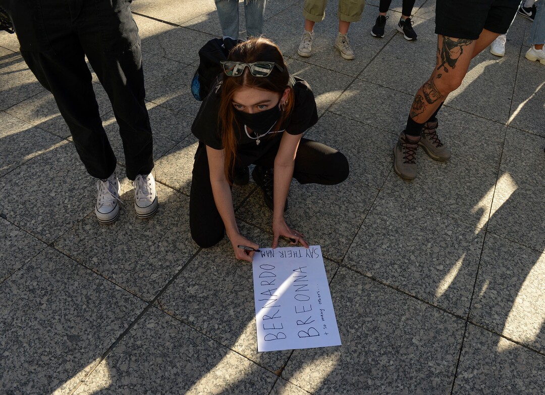 (Leah Hogsten  |  The Salt Lake Tribune) The Party for Socialism and Liberation Salt Lake joined Salt Lake Equal Rights Movement at the Wallace Bennett Federal Building in solidarity with the Black Lives Matter movement, June 9, 2020. 