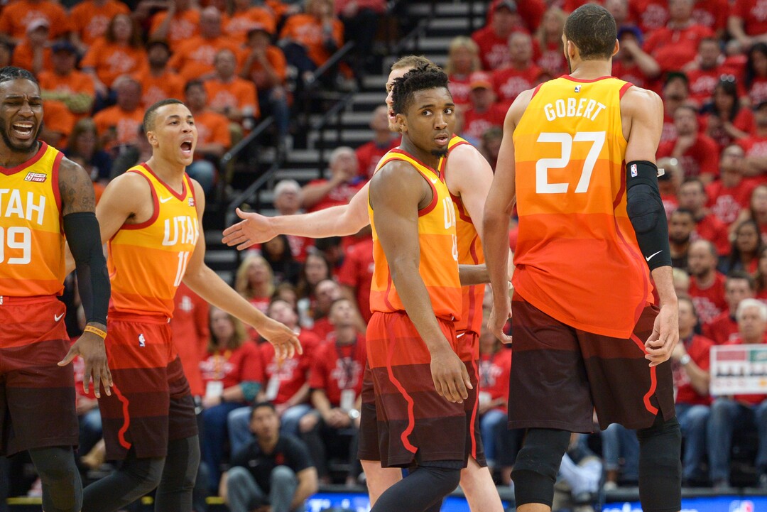 (Leah Hogsten  |  The Salt Lake Tribune) The Jazz try to get back on the board as the Utah Jazz take on the Houston Rockets in Game 3 of an NBA basketball second-round playoff series Friday, May 4, 2018 in Salt Lake City.