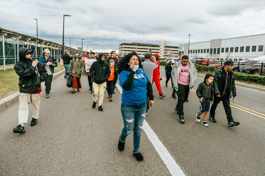 (DeSean McClinton-Holland | The New York Times)

Union supporters march outside the Amazon warehouse in the New York borough of Staten Island, March 20, 2022. A vote for an Amazon union may be a big deal, writes New York Times columnist Paul Krugman.
