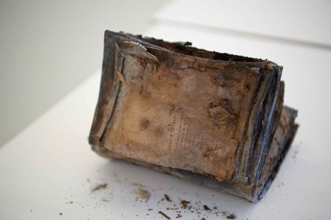 (Photo courtesy of The Church of Jesus Christ of Latter-day Saints) A copy of Parley P. Pratt's "A Voice of Warning," fused with a copy of the Book of Mormon, were found inside the capstone of the Salt Lake Temple.