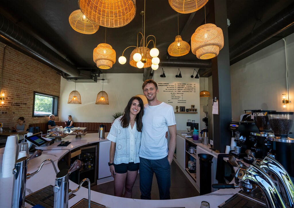 (Rick Egan | The Salt Lake Tribune) Erin Butler and Nick Price, owners of Holy Water Coffee, on Wednesday, Aug. 16, 2023.