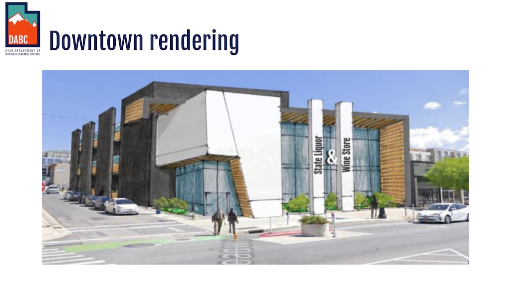 (Photo courtesy of the Utah Department of Alcoholic Beverage Control) An artist rendering of the two-story liquor store proposed for downtown Salt Lake City.
