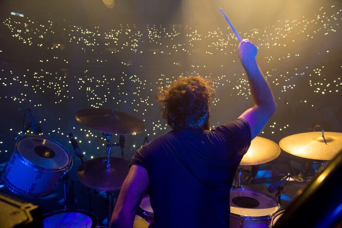 (Photo courtesy of Rob Loud/@robloud) Drummer Ronnie Vannucci of The Killers performs at Vivint Smart Home Arena in Salt Lake City on Tuesday, Feb. 6, 2018. The crowd lit up the arena with their cellphone flashlights during the song "Rut."