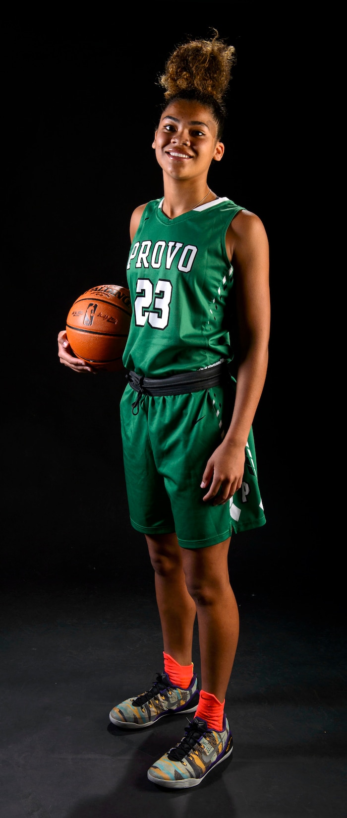(Steve Griffin  |  The Salt Lake Tribune)  Prep basketball Lavender Briggs, Provo, in the Salt Lake Tribune studio in Salt Lake City Tuesday April 10, 2018.