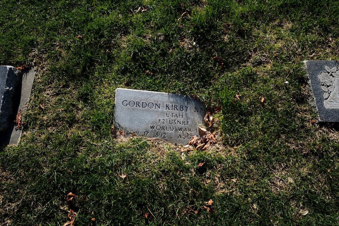 (Scott Sommerdorf | The Salt Lake Tribune)A headstone marking the resting place of a World War One veteran is sinking into the ground at the Salt Lake City Cemetery, Friday, April 13, 2018. The cemetery is historic, beloved by relatives, neighbors, nature and recreation lovers -- and needs about $27 million in repairs, improvements and financial aid. The city is reviewing a master plan to make fixes and improvements. 