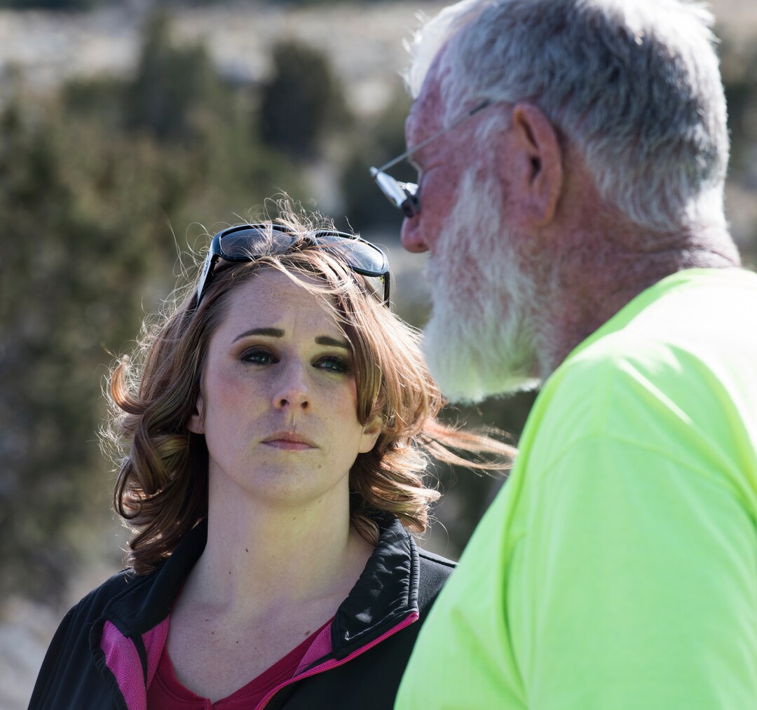(Rick Egan  |  The Salt Lake Tribune)      Amanda Hunt, Breezy's Aunt, waits with  and Bill Powell, as crews work to recover the two bodies that were found in an abandoned mine in Utah’s west desert near Eureka. Police believe the bodies are those of two teenagers that may be Brelynn “Breezy” Otteson, and Riley Powell, who have been missing for nearly three months. Wednesday, March 28, 2018.