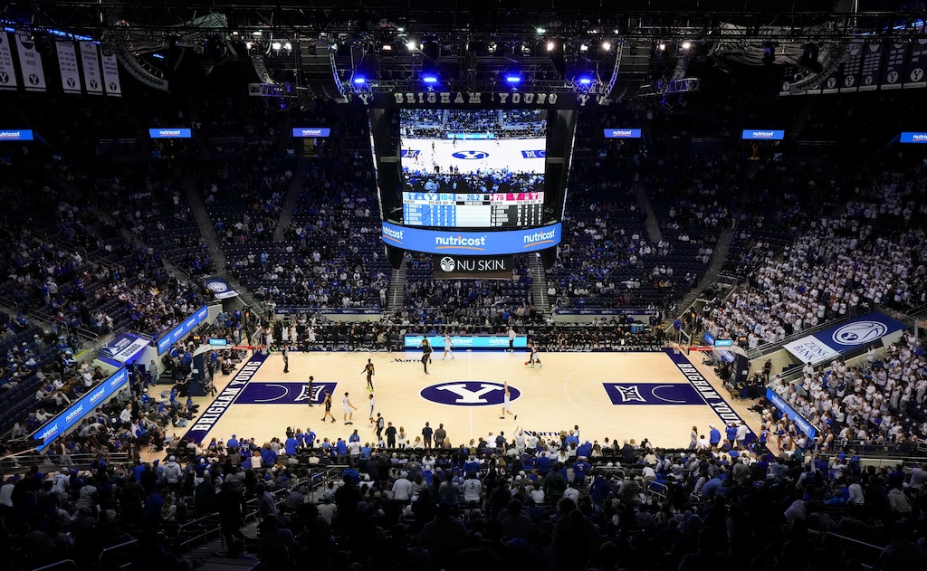 (Bethany Baker | The Salt Lake Tribune) Fans fill the stadium during the game between the BYU Cougars and the Arizona State Sun Devils in Provo in early January.