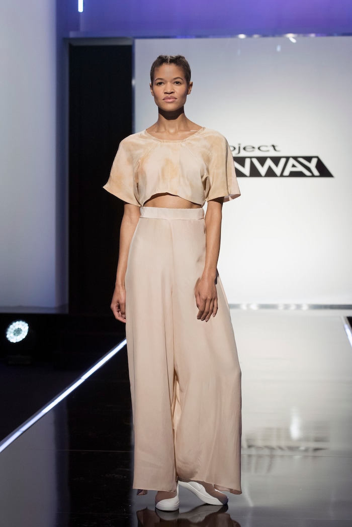 (Photo courtesy of Barbara Nitke/Lifetime) Brandon Kee’s final design for the fourth challenge of “Project Runway's” Season 16. He was safe in this challenge.
