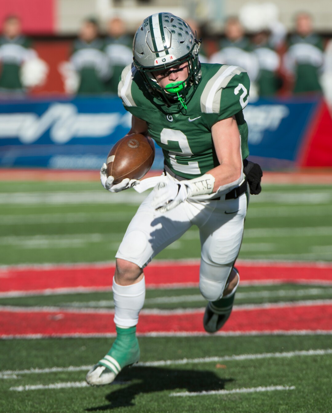 (Rick Egan  |  The Salt Lake Tribune)    Olympus running back Tommy Poulton (2), run for a Titan touchdown, in 5A football semifinal action between Olympus and Corner Canyon at Rice-Eccles Stadium, Thursday, Nov. 8, 2018.