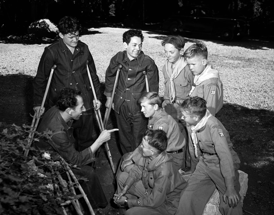 (photo courtesy Utah State Historical Society) Boy Scouts attend an event at Camp Tracy in 1944.